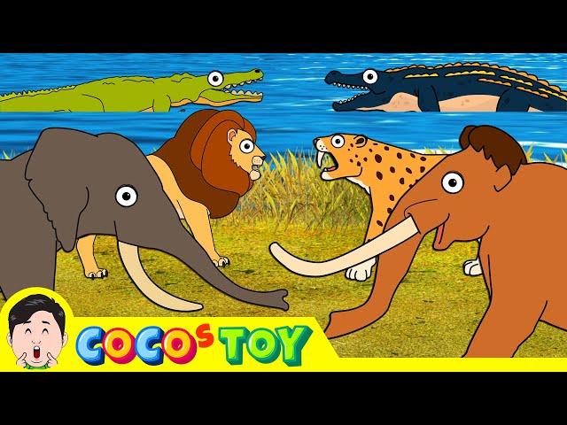 [25min] Mammoth & Smilodon's wonder time travel 1~3ㅣcenozoic animals cartoon for kidsㅣCoCosToy