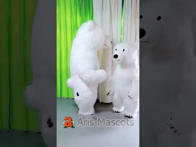 Adult Cute Polar Bear Blow Up Costume Furry Inflatable Animal Mascot Suit for Entertainments Party