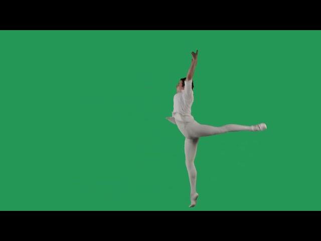 beautiful ballet dancer on green screen 4K