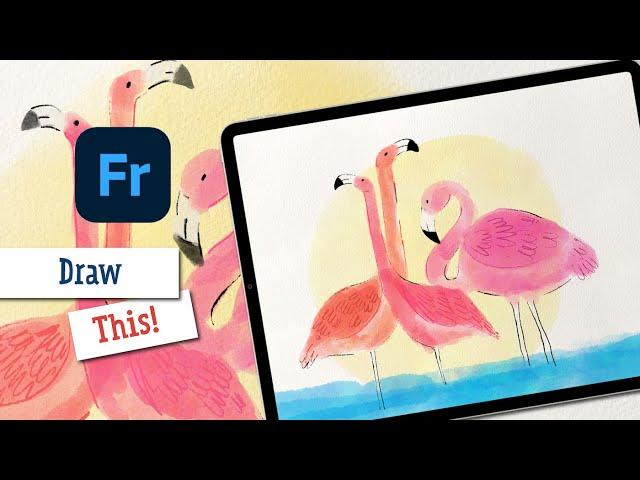 Flamingos | Adobe Fresco