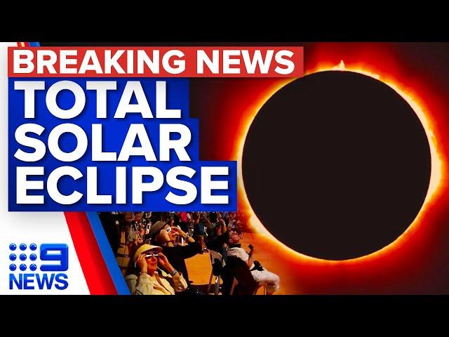 Rare total eclipse plunges town into darkness | Exmouth, WA | 9 News Australia