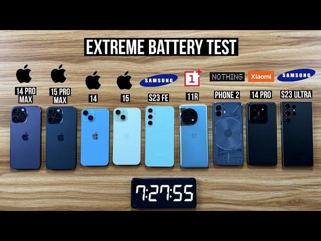 Xiaomi 14 Pro vs iPhone 15 Pro Max vs Samsung S23 Ultra vs S23 FE vs iPhone 15 vs 14 Battery Test 