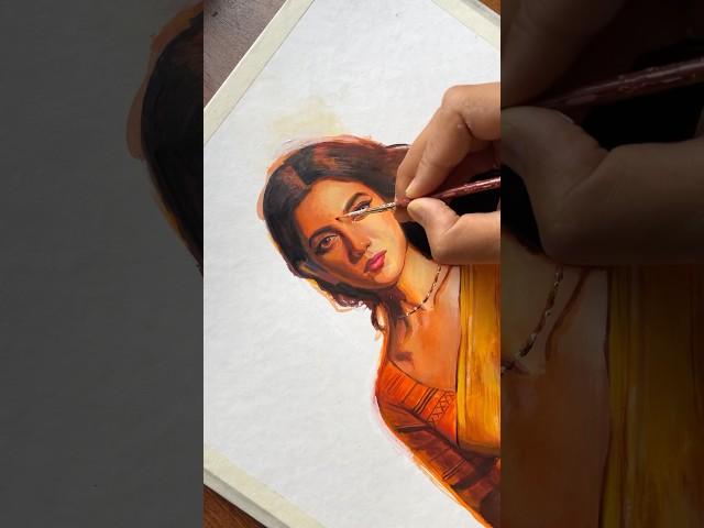Girl in Saree #freehandpainting #artshorts #artvideos