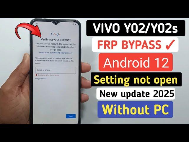 Vivo Y02/Y02T (V2217) Frp Bypass Without Pc | FRP Bypass 2025 | setting not open | New Method