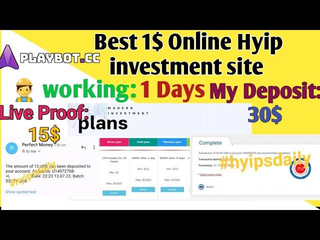 PlayBot .cc Best 1$ hourly hyip investment site! Earn 15% hrly for 10hrs #hyipsdaily #playbot #HYIP