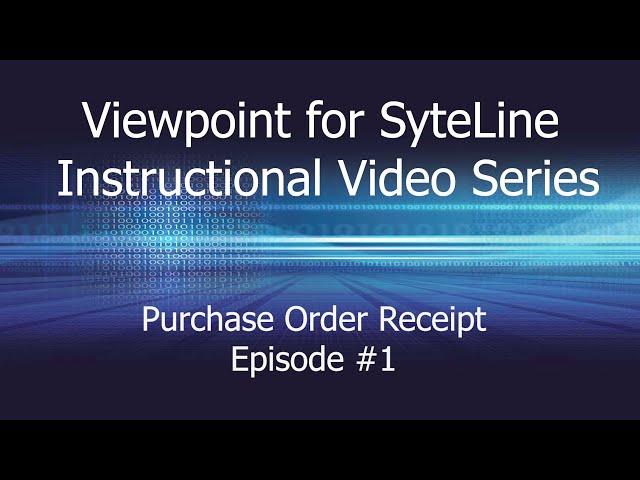 Nutech Systems Tutorial Series - Episode #1 Purchase Order Receipt