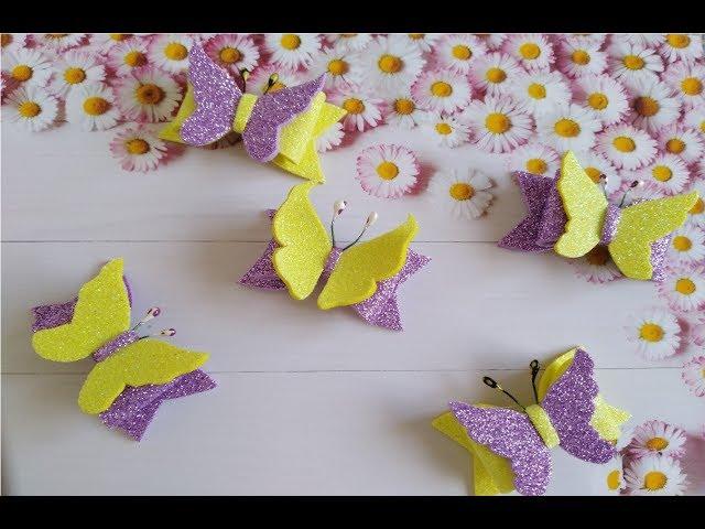 Бабочки из глиттерного фоамирана канзаши мк /Butterflies by foamiran/Mariposas de foamiran