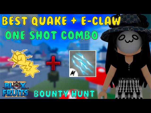 『Best Quake + Electro Claw One Shot Combo』Bounty Hunt l Roblox | Blox fruits update 15 | 25M