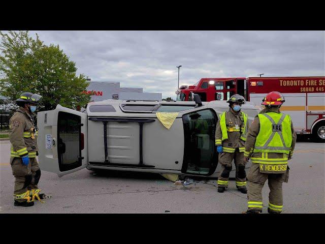 Etobicoke: Firetrucks responding code 3 to MVC with overturned car 9-24-2021