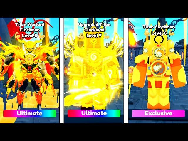 TITAN WARLORD CLOCKMAN vs UPGRADED TITAN CLOCKMAN vs TITAN CLOCKMAN  | Toilet Tower Defense