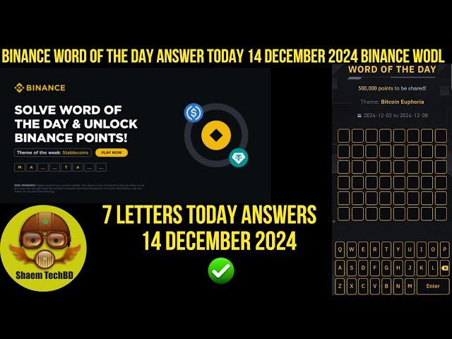 Binance Word of the Day Answer Today 14 December 2024