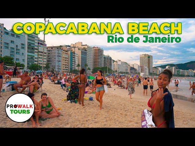 Copacabana Beach Evening Walk - Rio de Janeiro,  - 4K60fps with Captions