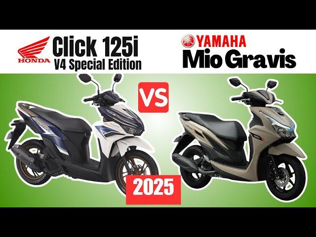 Honda Click 125i V4 Spcl Ed vs Yamaha Mio Gravis | Side By Side Comparison | Specs & Price | 2025