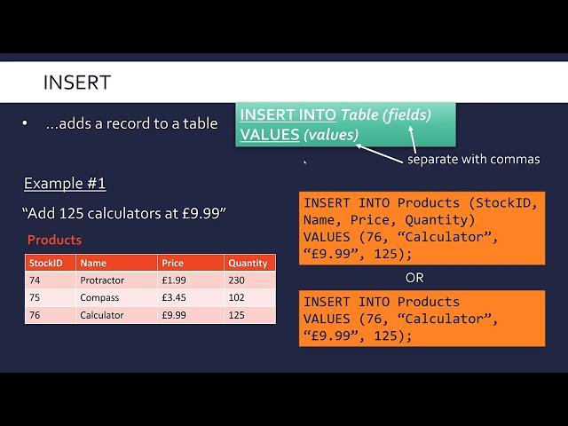 SQL INSERT and DELETE