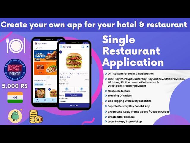 Food Ordering & Delivery Application | Restaurant Management - single restaurant app