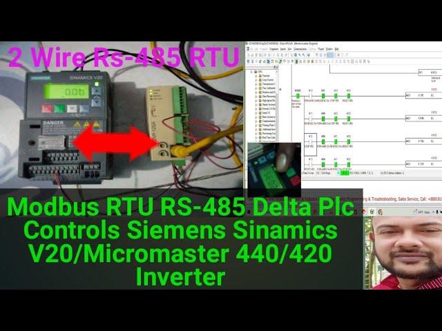 Modbus RTU RS-485 Delta Plc Controls Siemens Sinamics V20 / Micromaster440/420 Inverter