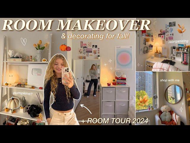 ROOM MAKEOVER & DECORATE WITH ME FOR FALL 2024 pinterest inspired bedroom makeover in new york city