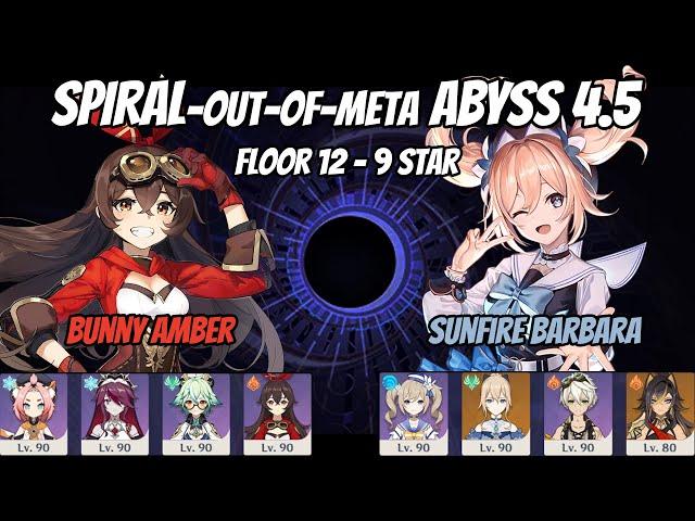 Spiral Abyss 4.5 -  Bunny Amber / Sunfire Barbara - Floor 12 9-star Run - Genshin Impact