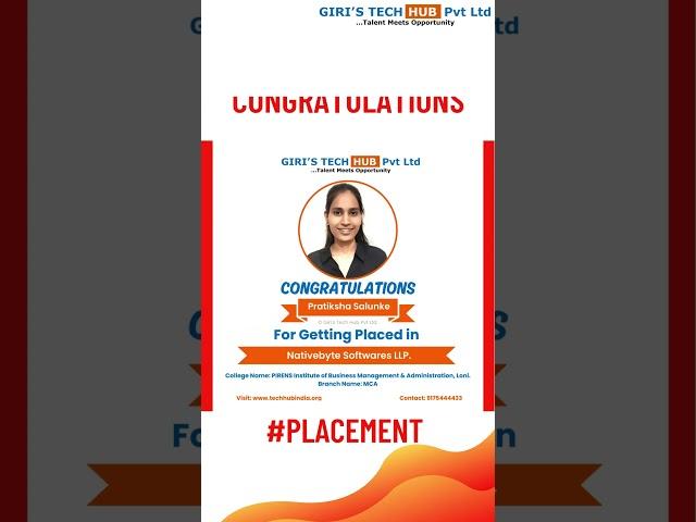 Giri's Tech Hub Pune placement highlights | IT freshers who landed their dream jobs