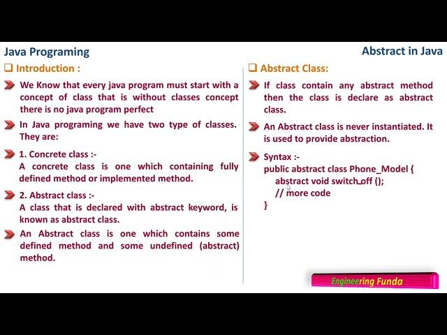 Abstract Class – Java Programming