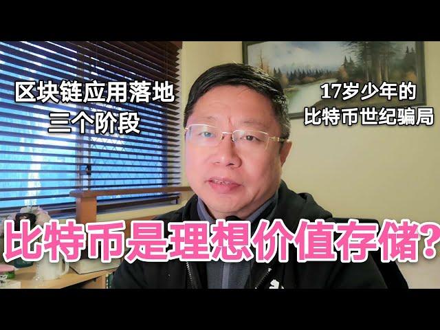 比特币是一种理想的价值存储? 区块链应用落地的三个阶段。17岁少年的比特币世纪骗局~Robert李区块链日记758