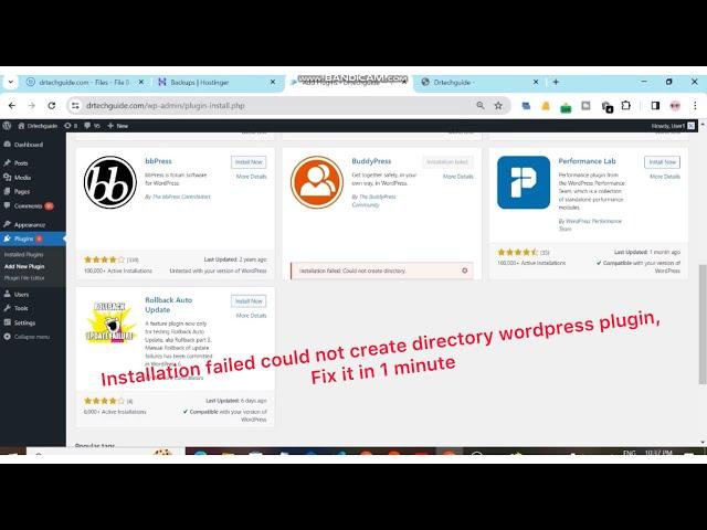 Installation failed could not create directory wordpress plugin