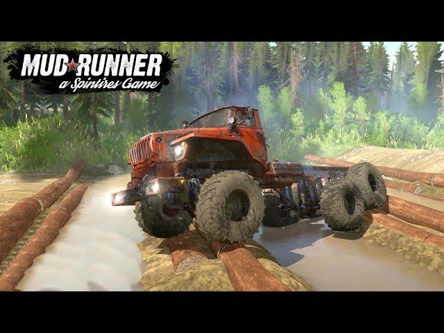 Spintires: MudRunner - URAL POLARNIK RUSTY MONSTER TRUCK Test on a Difficult Track