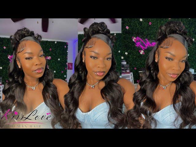 360 BODY WAVE WIG INSTALL PRE-BLEACHED,PLUCKED &CURLED | KISSLOVE HAIR