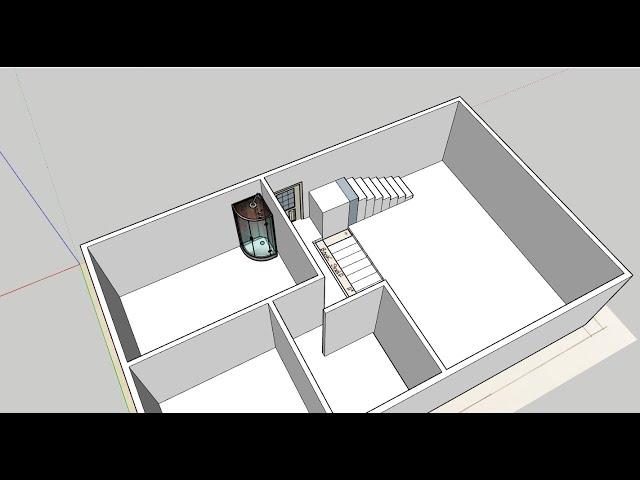 SketchUp 2024 Model a Floor Plan with Stairs from an Imported Hand Sketch