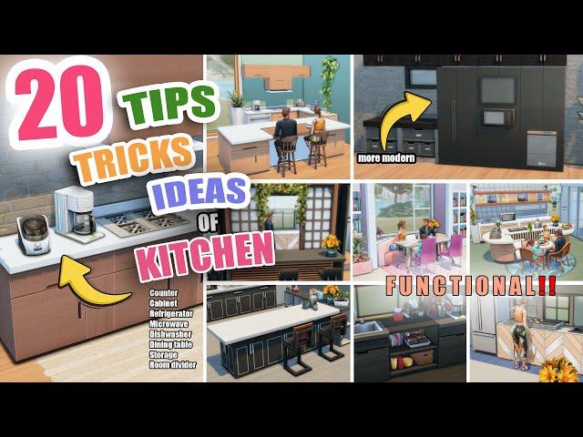 20 TIPS TRICKS BUILDING KITCHEN in Sims 4 - Sims 4 BUILDING IDEAS