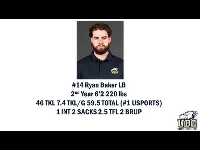 Ryan Baker #14 UBC Football All-Canadian Tape 2022