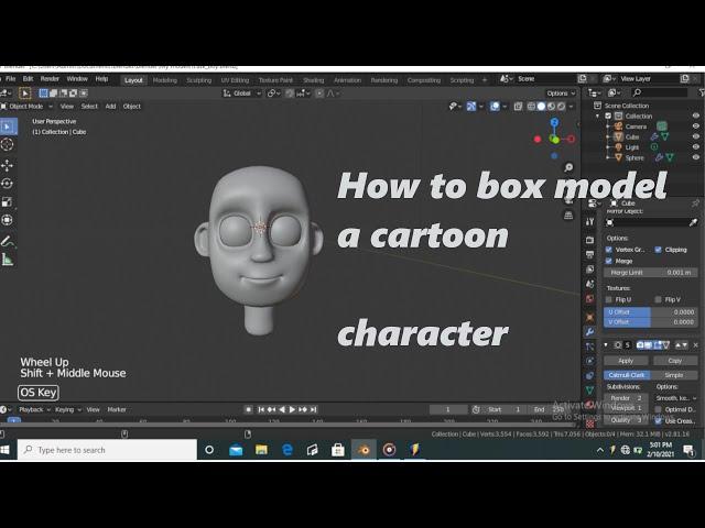 How to box model a cartoon character in Blender