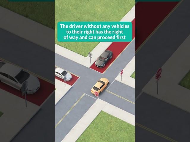 Rules at a 4-Way Stop  #drivinglesson #cars #drivingtest #drivingtips #driving #learntodrive #us