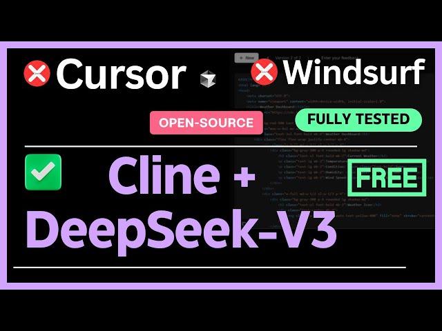 DeepSeek-V3 (Free API) + Cline : This is The BEST AI Coding Setup Right Now! (Beats Cursor!)