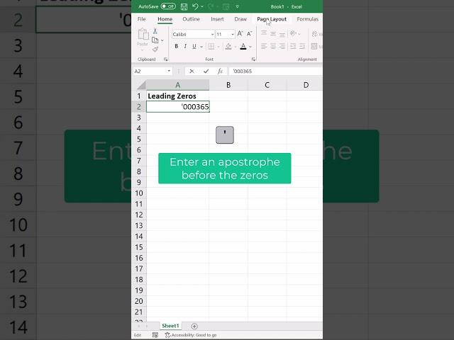 How to keep leading zeros in Excel #shorts