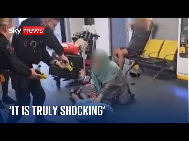 Police officer kicks and stamps on man's head at Manchester Airport