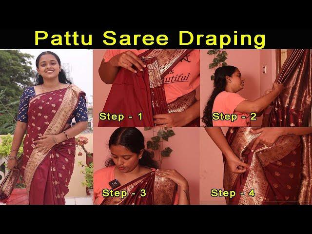 தமிழில் : Pattu Saree Draping | Step by Step Tutorial|Beginner Friendly | Lajree Designer | SD Vlogs