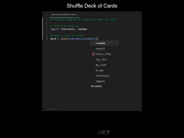 Shuffle Deck of Cards in Python | Python Examples | Python Coding Tutorial | Python Coding Interview