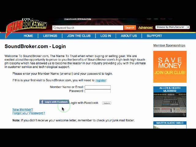 How to Login to SoundBroker.com