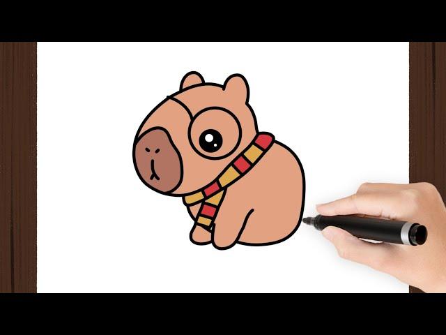 How To Draw a CAPYBARA POTTER KAWAII I Easy