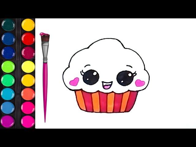 HOW to DRAW and COLOUR CUPCAKE easy