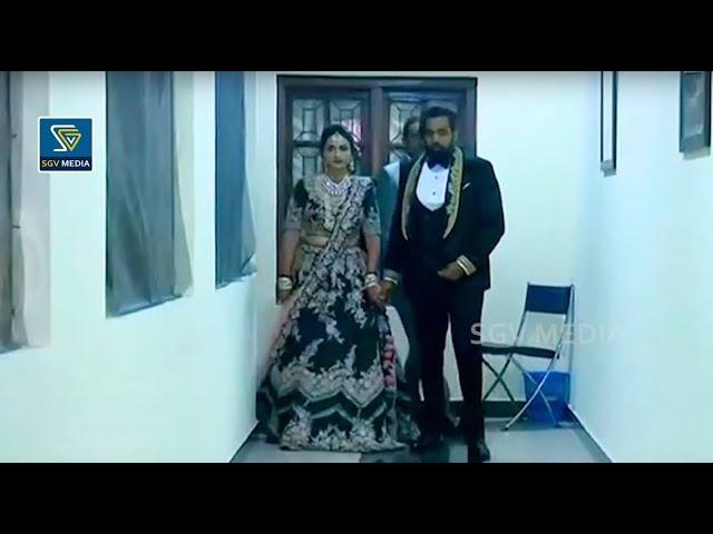 Dhruva Sarja and Prerana Grand Entry on wedding reception stage