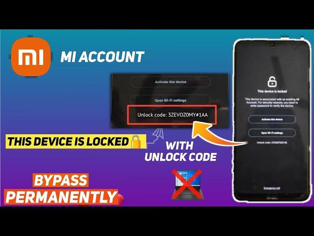 All Redmi Mi Account Bypass / Unlock Code Without Pc | Xiaomi This Device is Locked Fix 100%