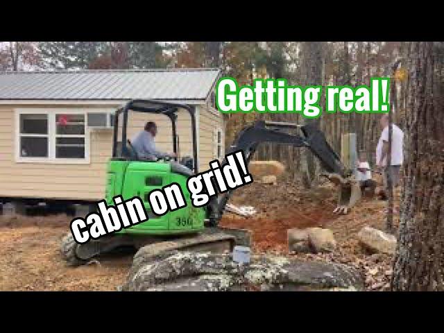 More cabin set up footage! Bonus details. Water. Power. Stone/churt. blunder & a fix. In the woods