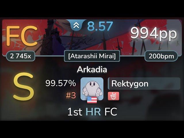 8.6⭐ Rektygon | BABYMETAL - Arkadia [Atarashii Mirai] +HR 99.57% (#3 994pp FC) - osu!