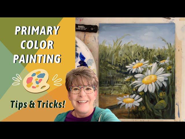 Acrylic Daisies Flower Painting Process with Traceable for Beginners - Use any medium - Annie Troe