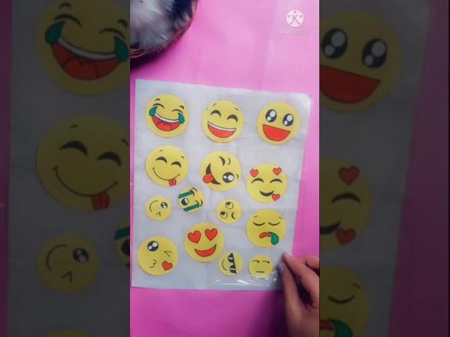 no glue no double sided tape DIY emoji stickers at home|paper emoji