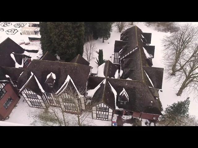 STONE MANOR HOTEL IN THE SNOW DRONE DJI PHANTOM 4 PRO FOOTAGE