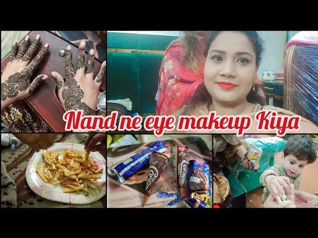 Nand ne Kiya eye makeup || mahndi lagawai || fashion beauty by mk.