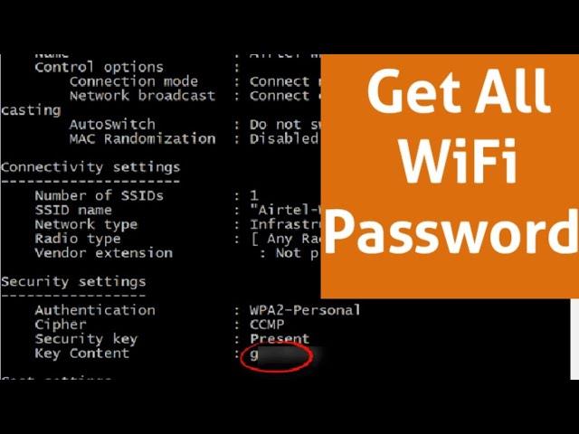 CMD: Get all Wi-Fi password with only one command | Windows 10/8.1/8/7/XP/Vista (Hindi)